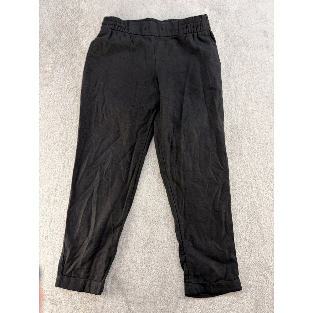 Old Navy Linen Blend Pants Womens XS Black Tapered Pull On